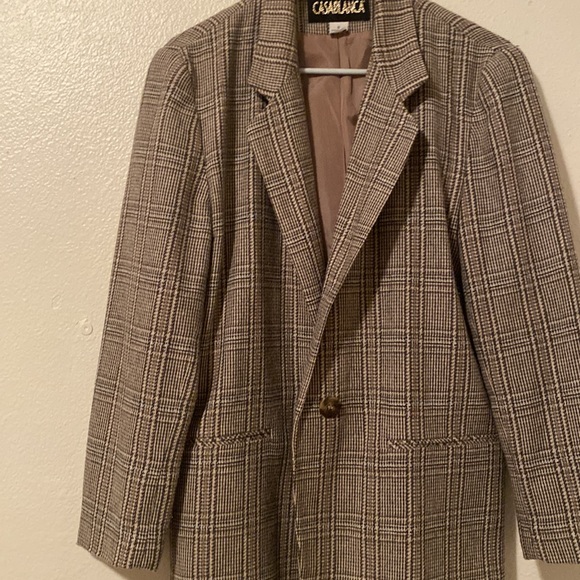 Womens blazer size 8 plaid tan/brown/cream - Picture 3 of 3